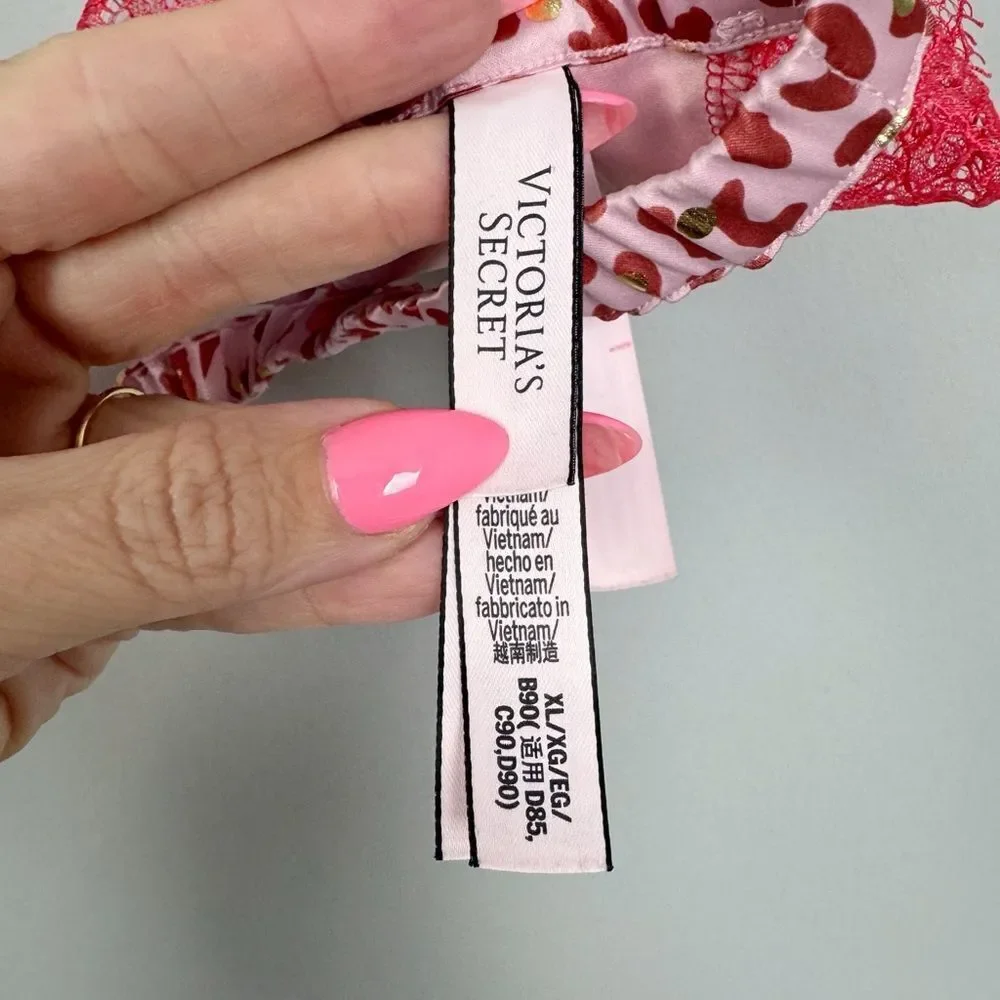 VICTORIA’S SECRET | NEW Red and Pink Leopard Lace Bralette Women’s Size X-Large